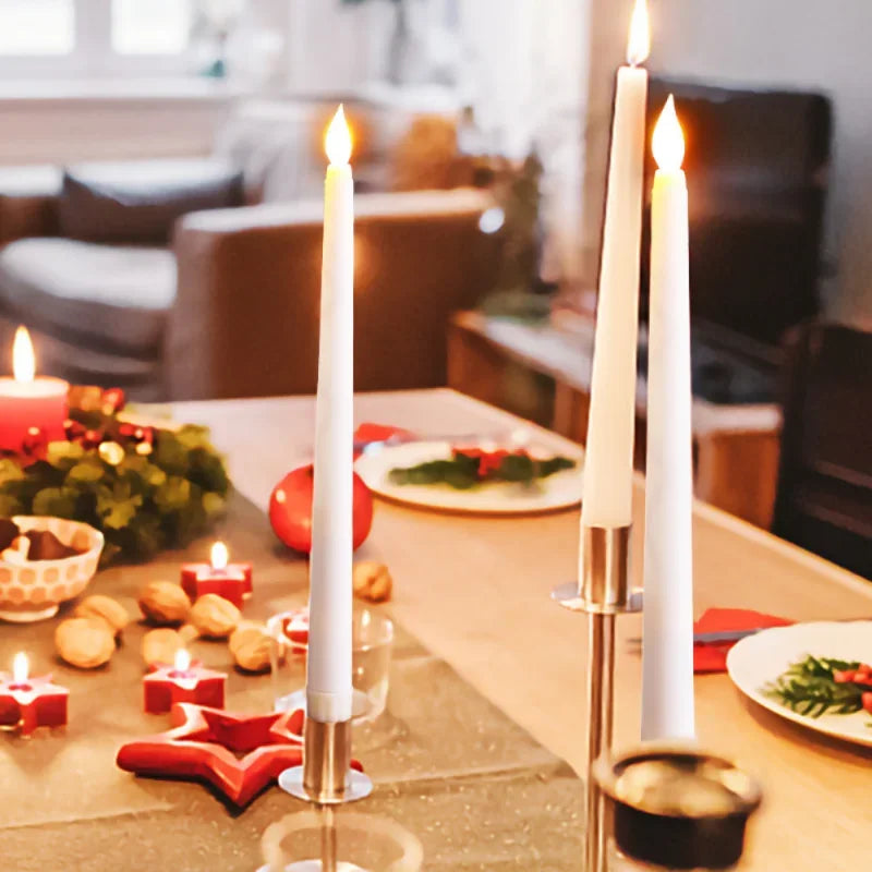 4/1PCS Long Halloween LED Candle Flameless Pointed Candle Light Battery Powered Flickering Candle Light Home Decoration