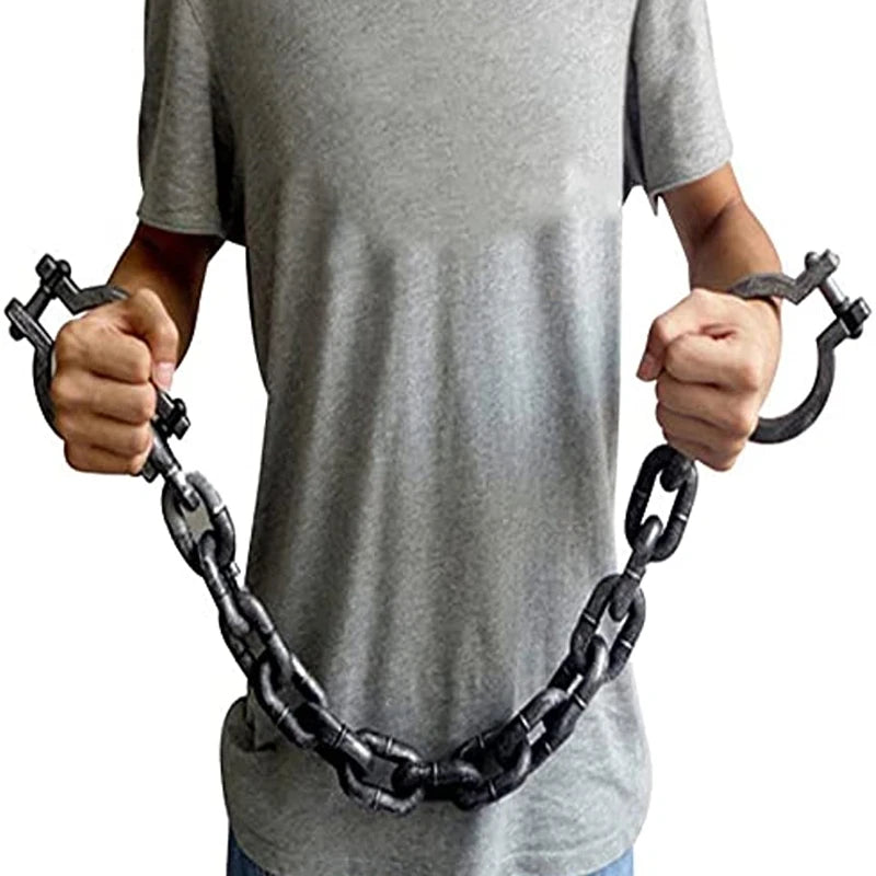 Halloween Prison Handcuffs - Realistic Wrist Shackles with Chains for Costume Cosplay Party Props Spooky Photo Booth Accessories