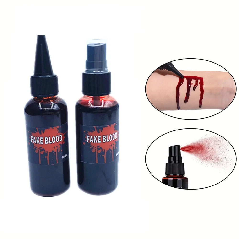 Halloween Plasma Spray Create Realistic Blood Effects Horror Fake Blood Spray Halloween Cosplay Makeup Washable Eye Blood Drops