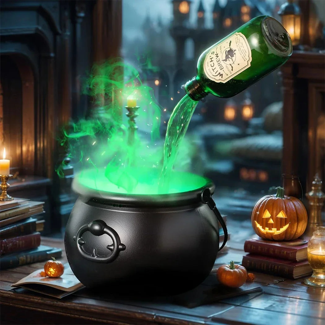 1Set Halloween WitchCauldron with LED Light & Fog Mist Maker  Skeleton Decor for Spooky Hocus Pocus Party, Home, Halloween Party