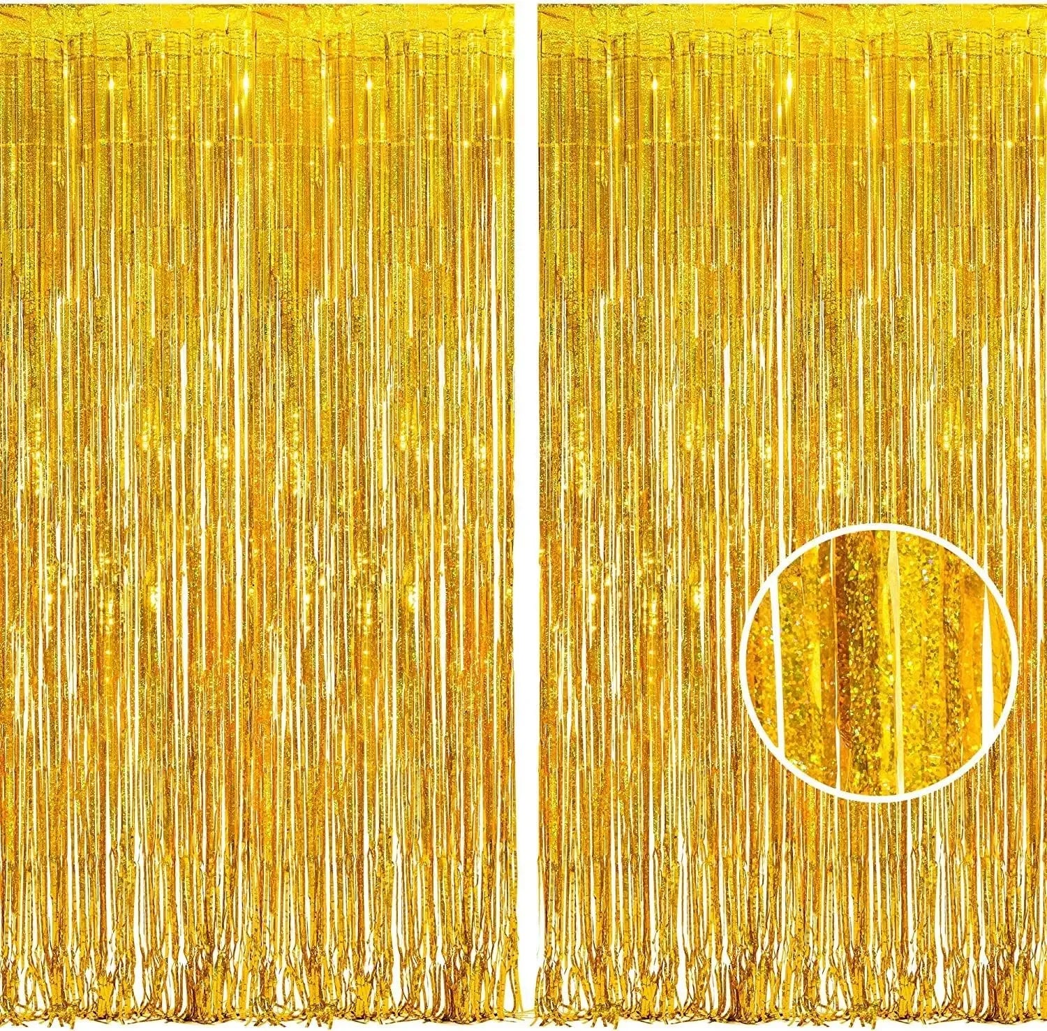 6PCS 2M High Foil Fringe Curtain Backdrop Holiday Theme Photo Booth for Halloween Christmas Birthday Wedding Party Decorations