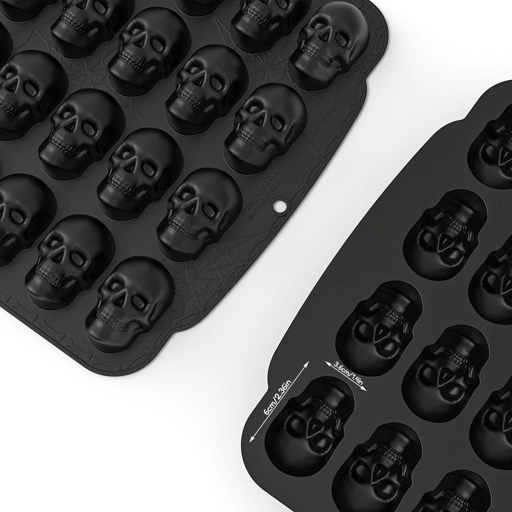Skull Baking Mold/ Ice Cube Tray - Halloween Cake Candy Chocolate Decor Silicone Food Grade Flexible Easy Release Reusable Mold