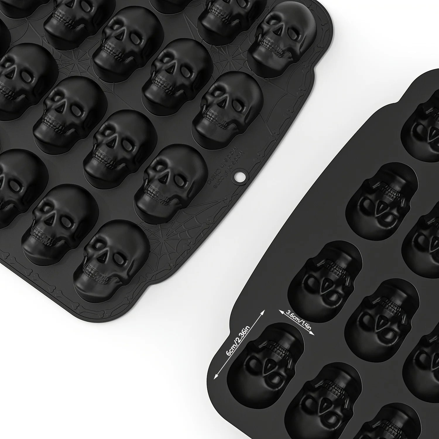 Skull Baking Mold/ Ice Cube Tray - Halloween Cake Candy Chocolate Decor Silicone Food Grade Flexible Easy Release Reusable Mold