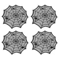 4pcs Halloween Spider Web Black Lace Placemats Halloween Party Home Dinner Table Decoration Polyester Cup Plate Mats Tablecloth